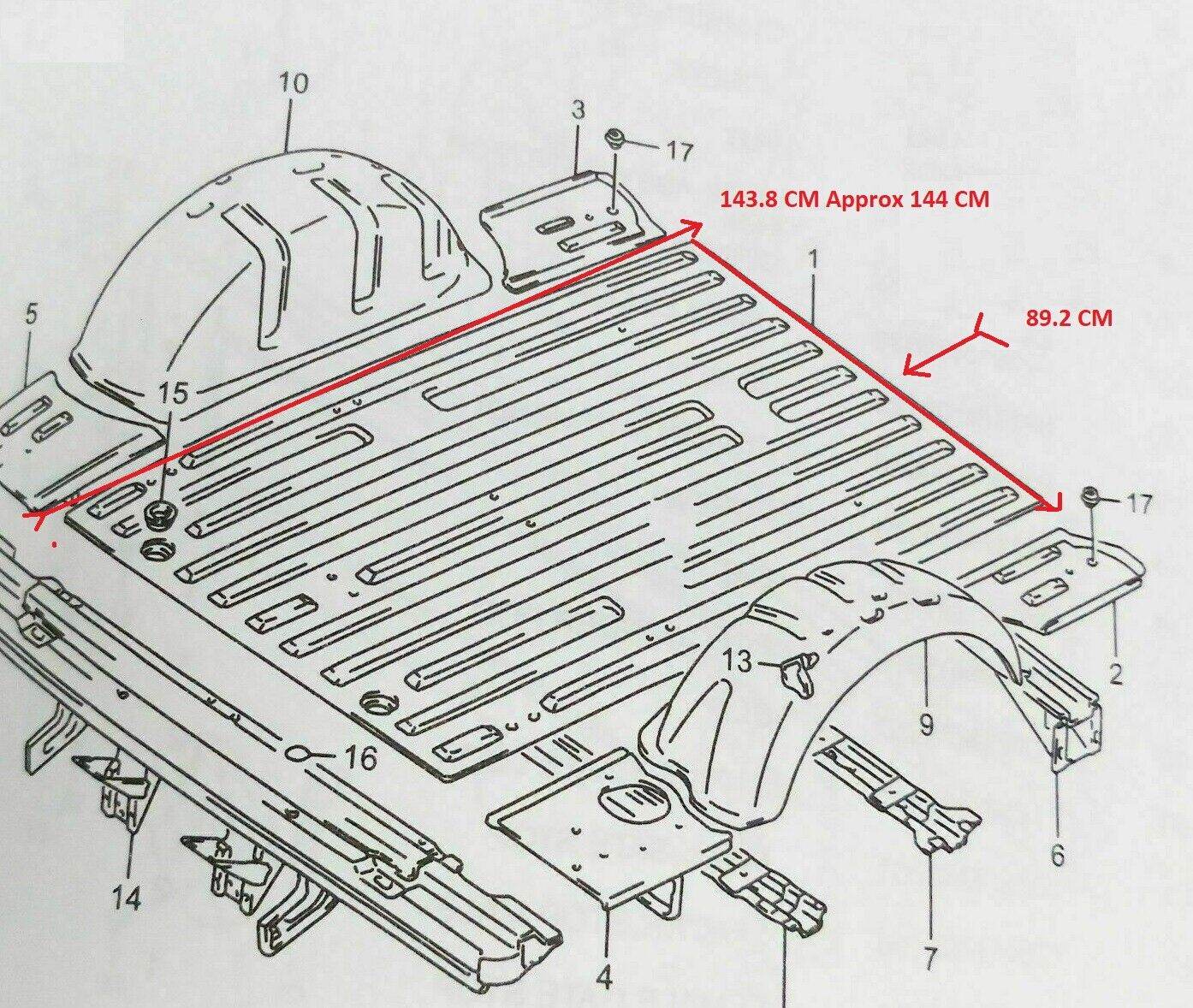 Suzuki Samurai SJ413 SJ410 Sierra Maruti Gypsy Jimny Rear Floor Panel - StellerGear