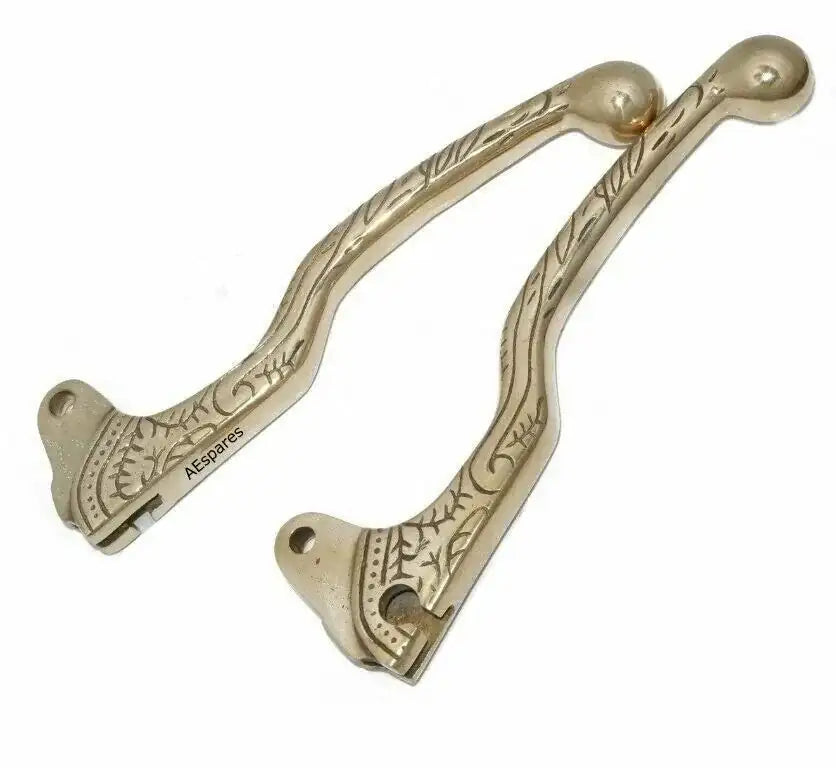 Clutch & Brake Lever Set Engraved Brass For Royal Enfield Classic - StellerGear