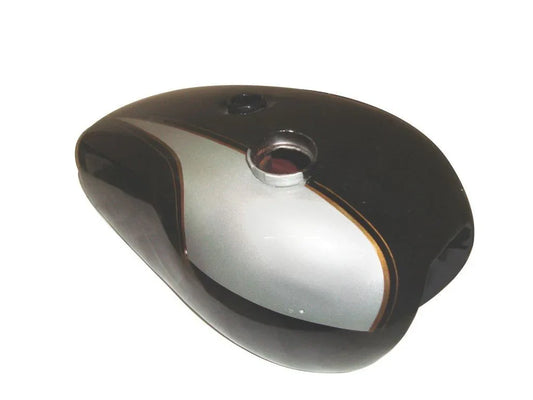 Black & Silver Fuel / Petrol Tank For Triumph T140 Model - StellerGear