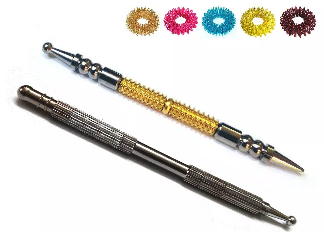 Sujok Acupressure Probe Metal 5in1 Multipurpose + (2in1) Rollers Jimmys + Rings - StellerGear