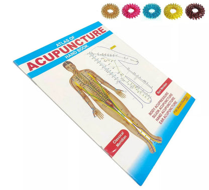 Atlas of Acupuncture Hand Book + 5 Sujok Acupressure Rings - StellerGear