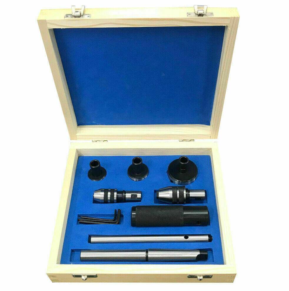 Lathe Tailstock Tap & Die Holder Kit MT3 Shank Threading Tapping Set Wooden Box - StellerGear