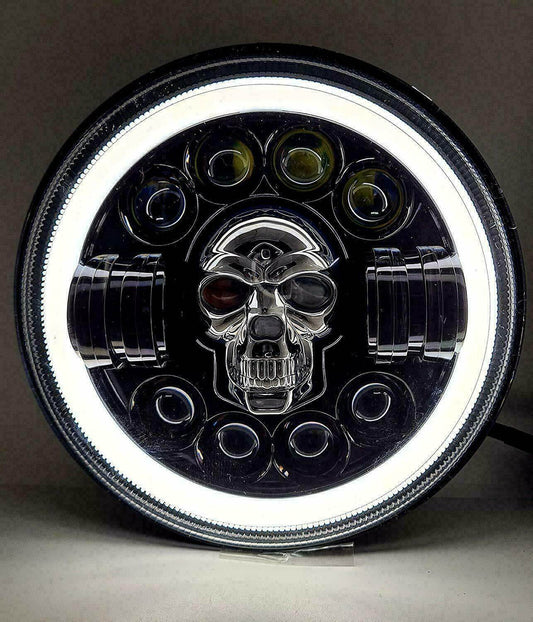 Skull Style 7'' LED Headlight Fits Royal Enfield Interceptor Continental 650cc - StellerGear