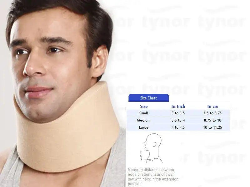 Beige soft cervical collar for neck support, small