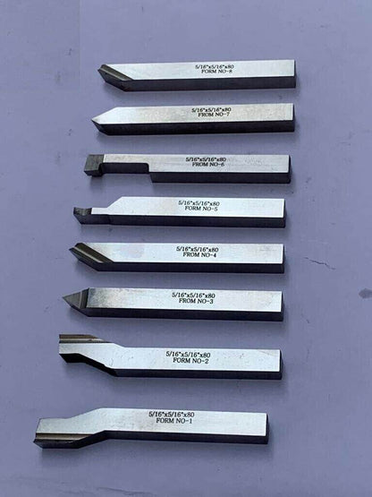 5/16" x 3-1/8" Inch HSS M2 Lathe Pre Formed Tools Set Of 8 Pieces Square Shank