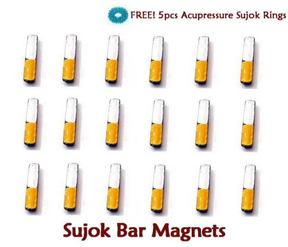 Sujok Therapy Acupressure Bar Magnets (Set of 20) + Free 5pcs Sujok Rings - StellerGear