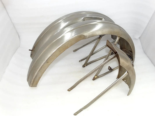 TRIUMPH T80 FRONT AND REAR MUDGUARD SET RAW STEEL (REPRODUCTION) - StellerGear