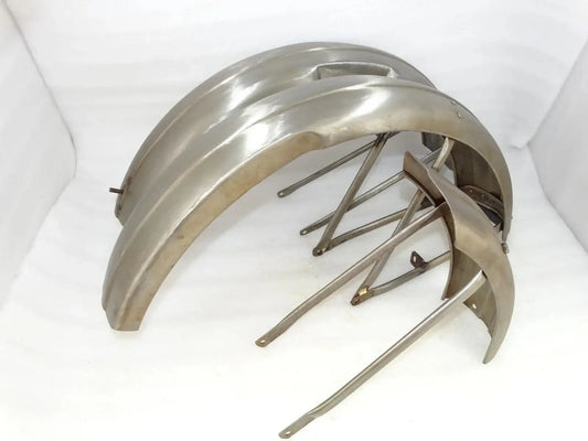 TRIUMPH T80 FRONT AND REAR MUDGUARD SET RAW STEEL (REPRODUCTION) - StellerGear