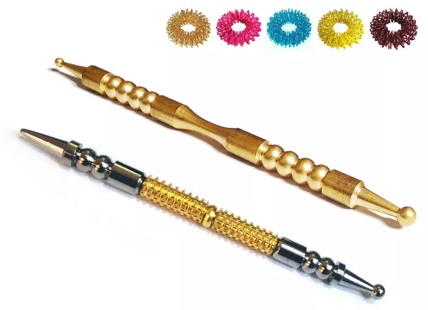 Sujok Acupressure Probe Metal 2in1 Center Roller + Mega Compact Jimmys + 5 Rings - StellerGear