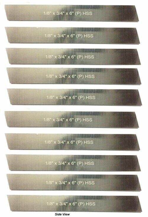 Set of 10 HSS Blades 1/8" x 3/4" (Wide) x 6" (Long) Parting Cut Off Tool Holder