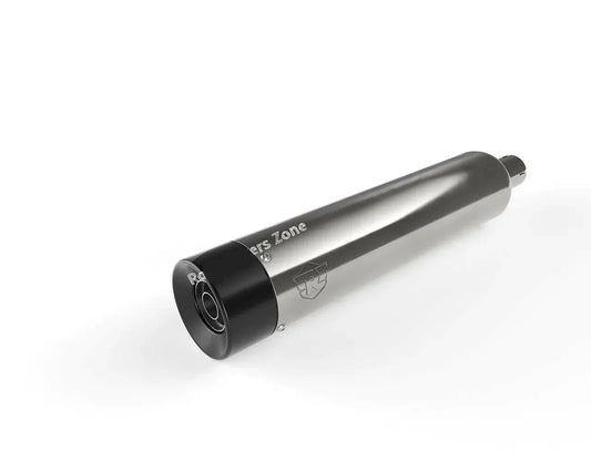 FOR Royal Enfield Meteor 350cc Silver & Black "Straightcut Silencer" - StellerGear