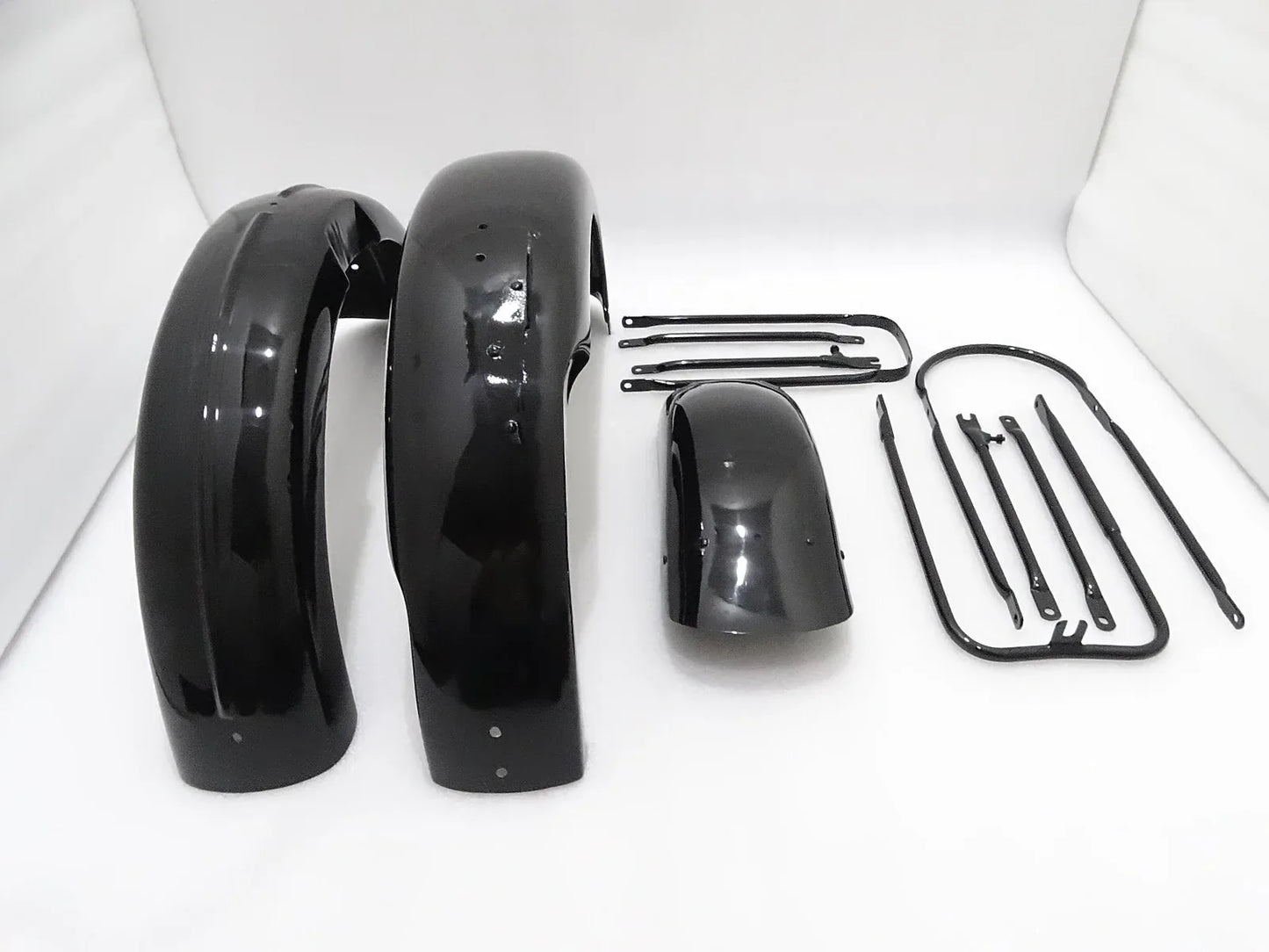 BSA M20 FRONT AND REAR BLACK PAINTED MUDGUARD SET WITH COMPLETE STAY KIT - StellerGear