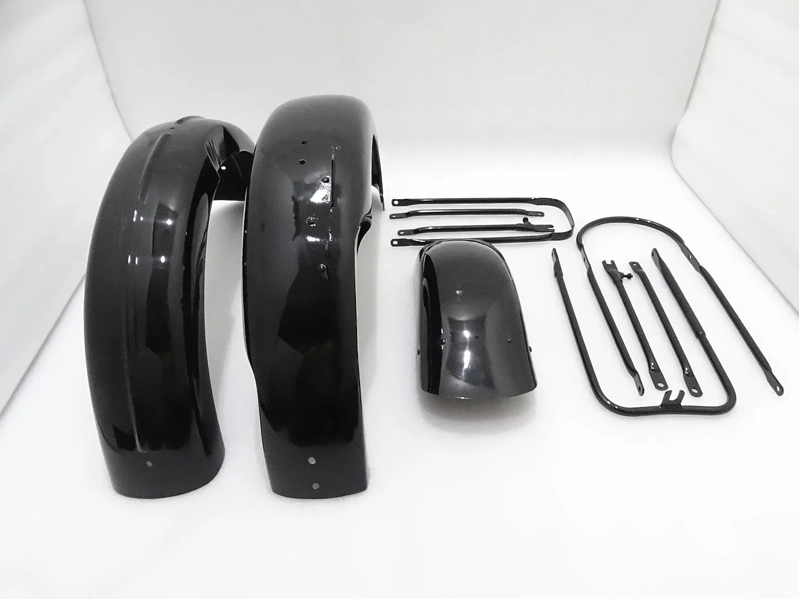 BSA M20 FRONT AND REAR BLACK PAINTED MUDGUARD SET WITH COMPLETE STAY KIT - StellerGear