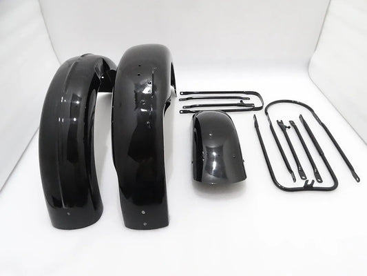 BSA M20 FRONT AND REAR BLACK PAINTED MUDGUARD SET WITH COMPLETE STAY KIT - StellerGear