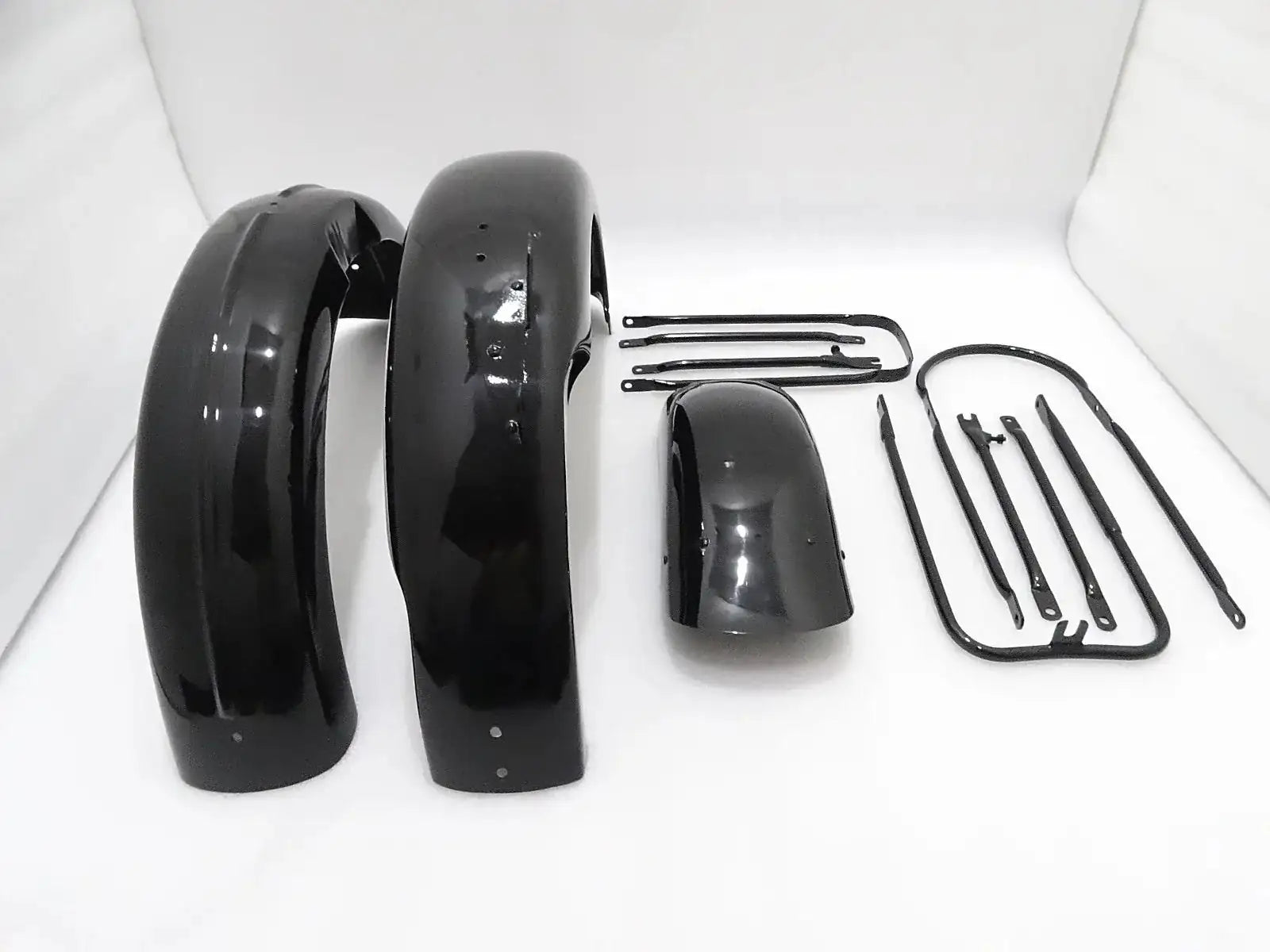 BSA M20 FRONT AND REAR BLACK PAINTED MUDGUARD SET WITH COMPLETE STAY KIT - StellerGear
