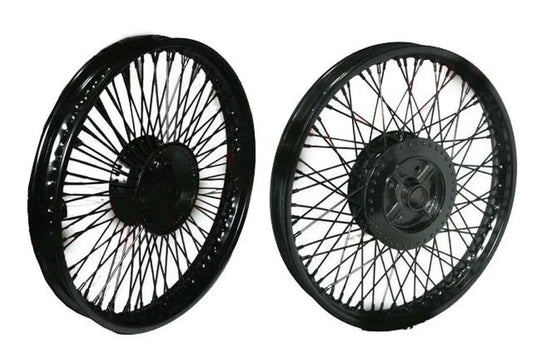 80 SPOKES FRONT REAR DISC BRAKE BLACK STEEL WHEEL RIM WM2-19"ROYAL ENFIELD - StellerGear