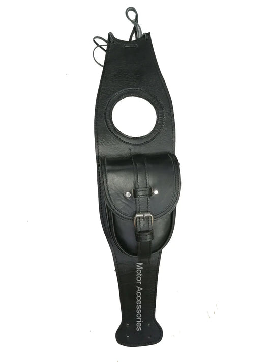 Pure Leather FIT FOR Royal Enfield Interceptor 650cc Tank Belt Panel Black with Pocket - StellerGear