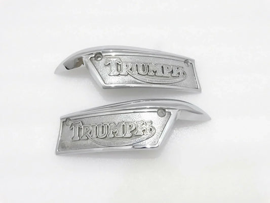TRIUMPH T120 T140 T150 PETROL TANK CHROME BADGES PAIR - StellerGear