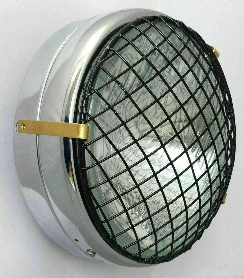 Fits Royal Enfield 7 inch Mesh Protractive Headlight Grill Black Coated clip - StellerGear