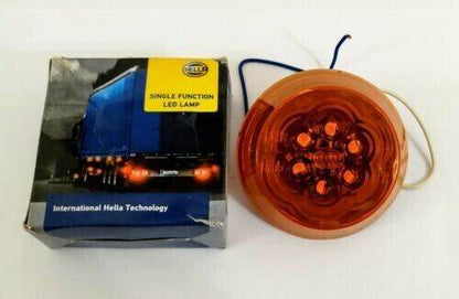 Fits Brand New Universal Hella Orange 12V Single Function Round Led Marking Lamp 80Mm - StellerGear