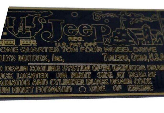 Dash Trans. Caution Brass Made Data Plate Fit For Willys Jeep CJ2A CJ3A CJ3B - StellerGear