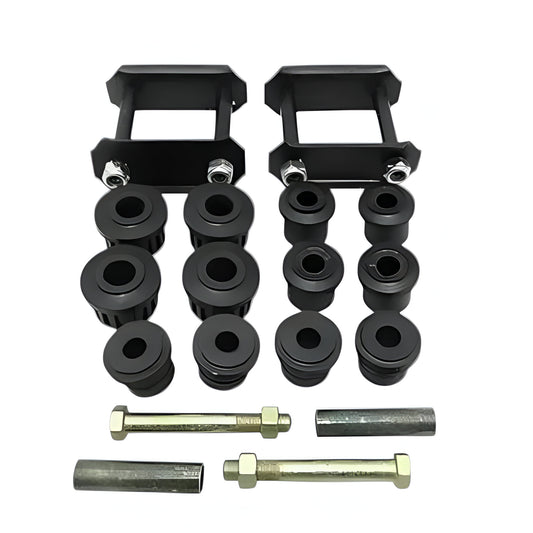 Samurai Suzuki Gypsy bolt kit with black bushings, spacers, and bolts for suspension upgrades