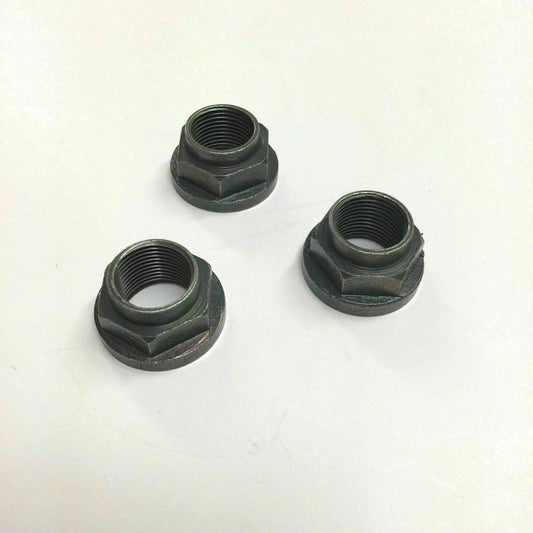 Three Samurai transfer case flange nuts designed for secure and reliable automotive applications