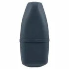 Scooter seat saddle end cap view, dark blue vinyl with stitched seam