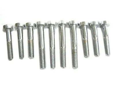 Set of 10 chrome-plated bolts, steel construction, suitable for automotive and machinery use, screw extraction kit
