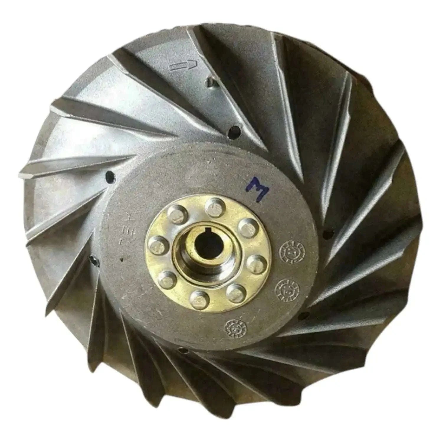 Ignition stator rotor with metal fan blades and central mounting hub
