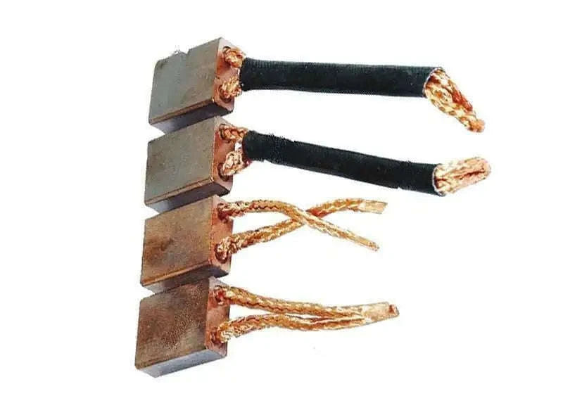 Starter brush set with three metal brush blocks and braided copper leads