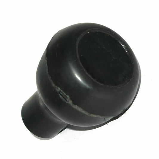 Black gear shift lever knob with rounded cap and small side handle