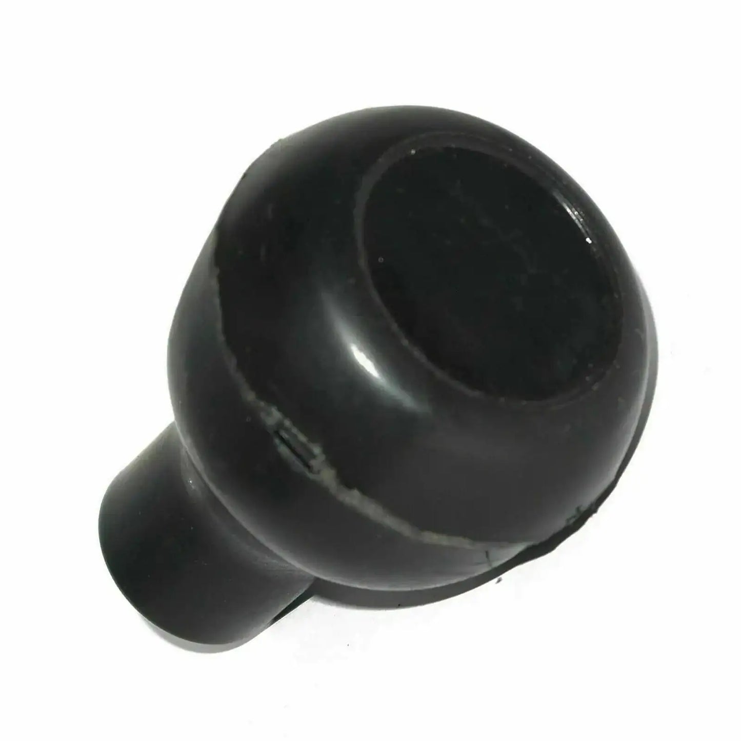 Black gear shift lever knob with rounded cap and small side handle