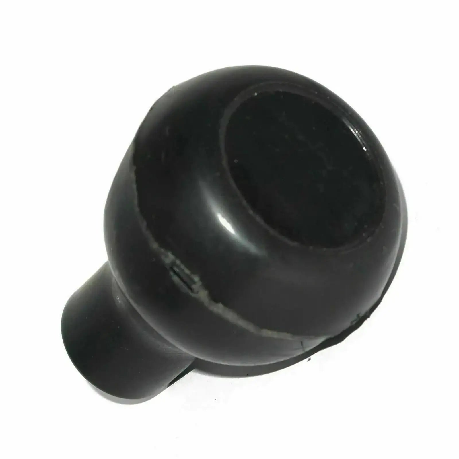Black gear shift lever knob with rounded cap and small side handle