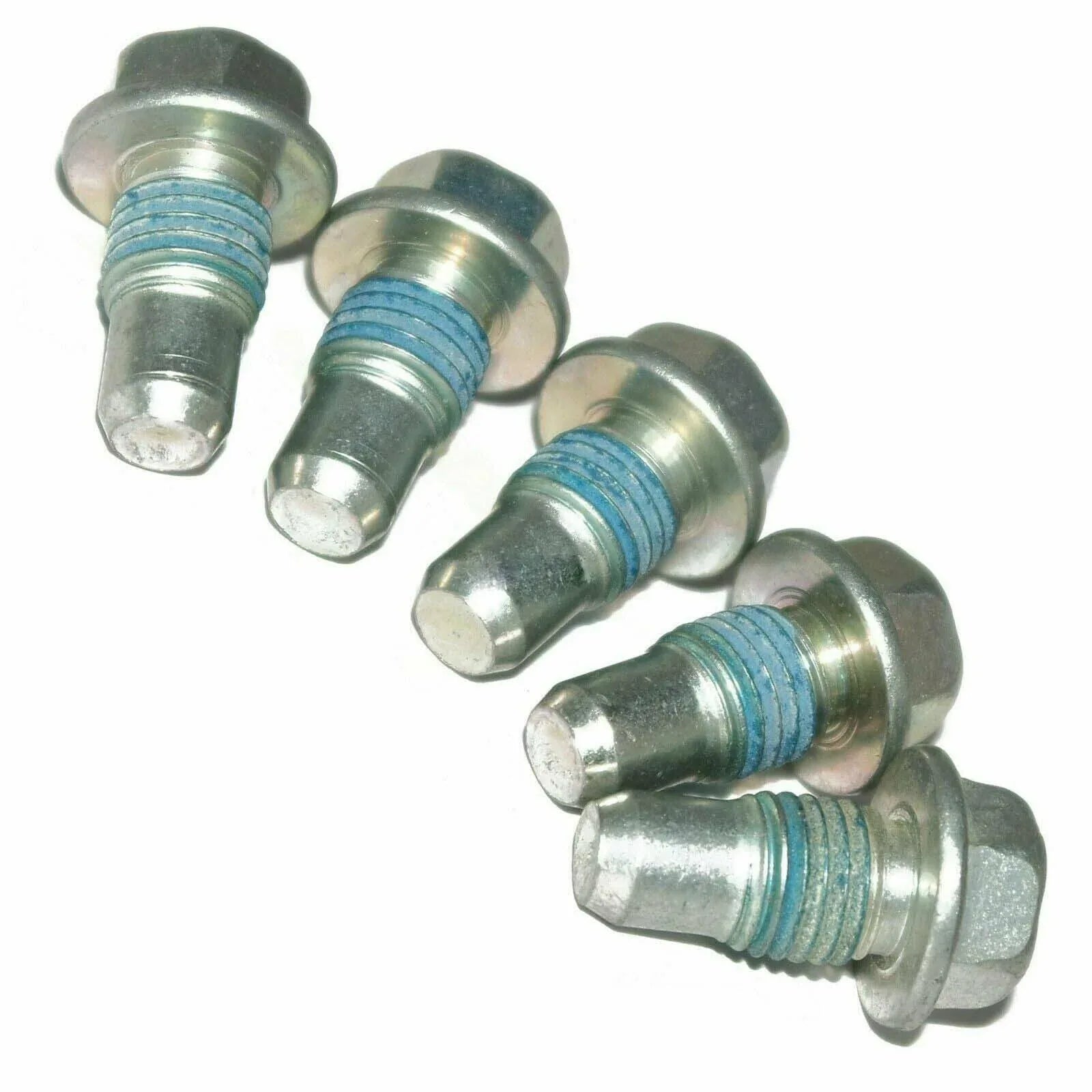 Transmission shifter locating bolts set with blue thread sealant, metal hex heads