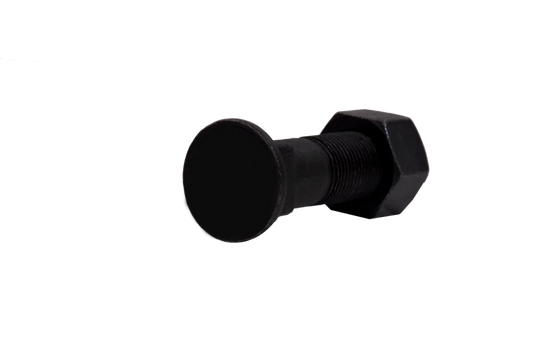 Hex bolt with nut and black threaded shank