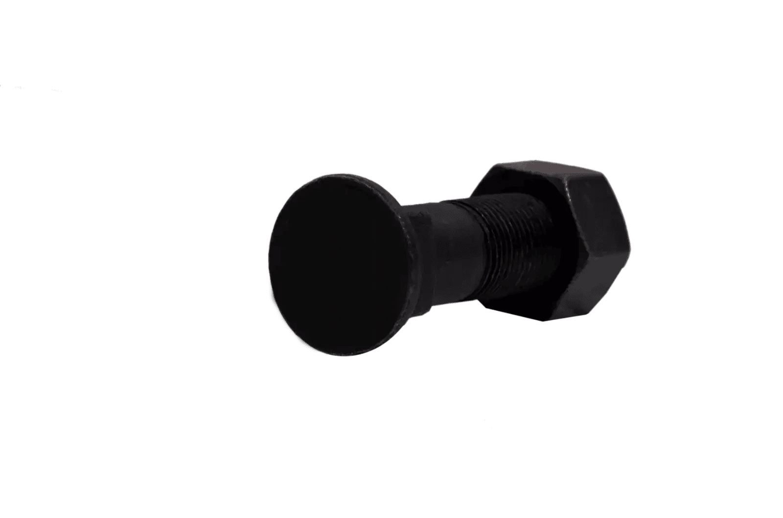 Hex bolt with nut and black threaded shank