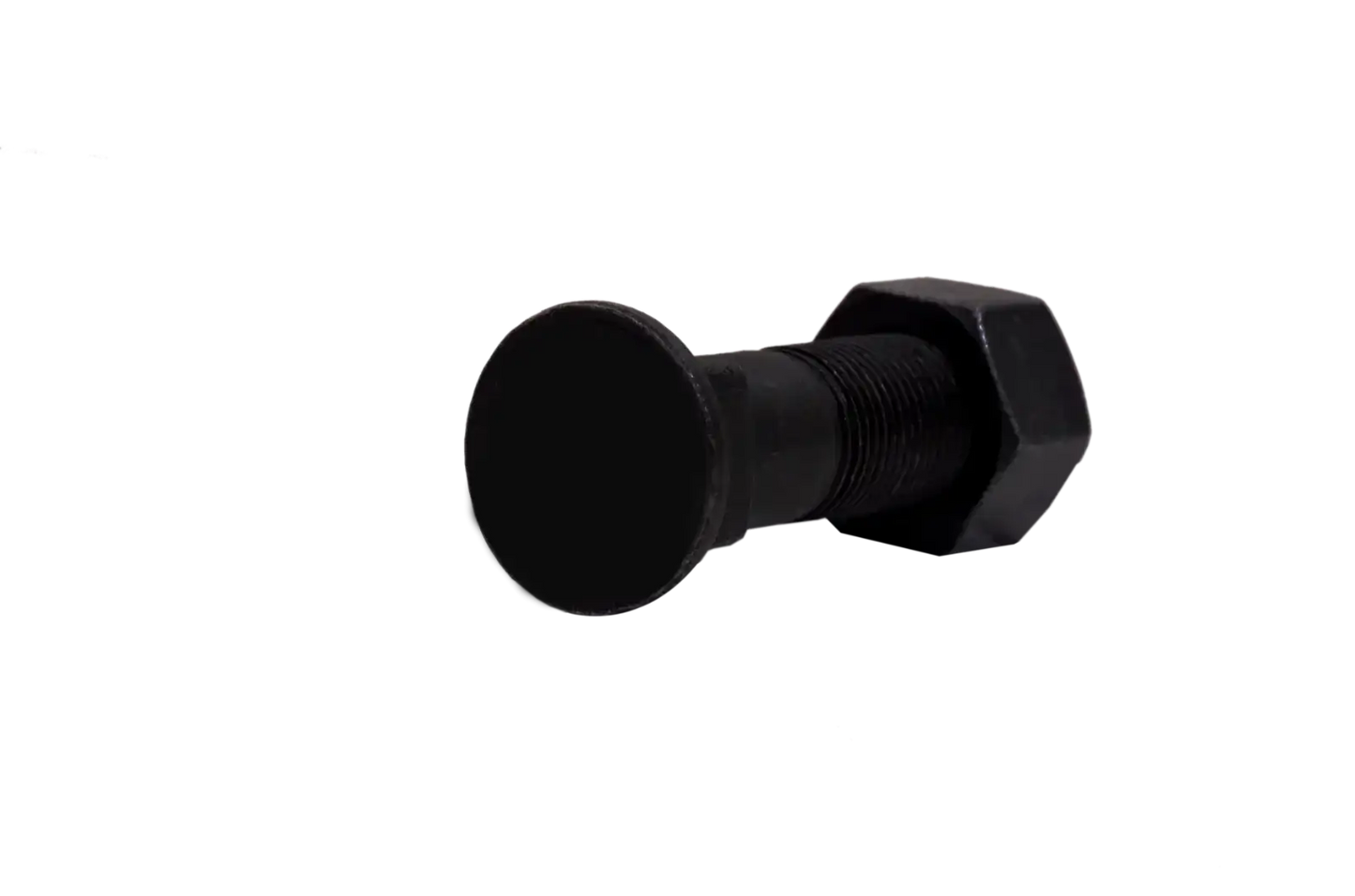 Hex bolt with nut and black threaded shank