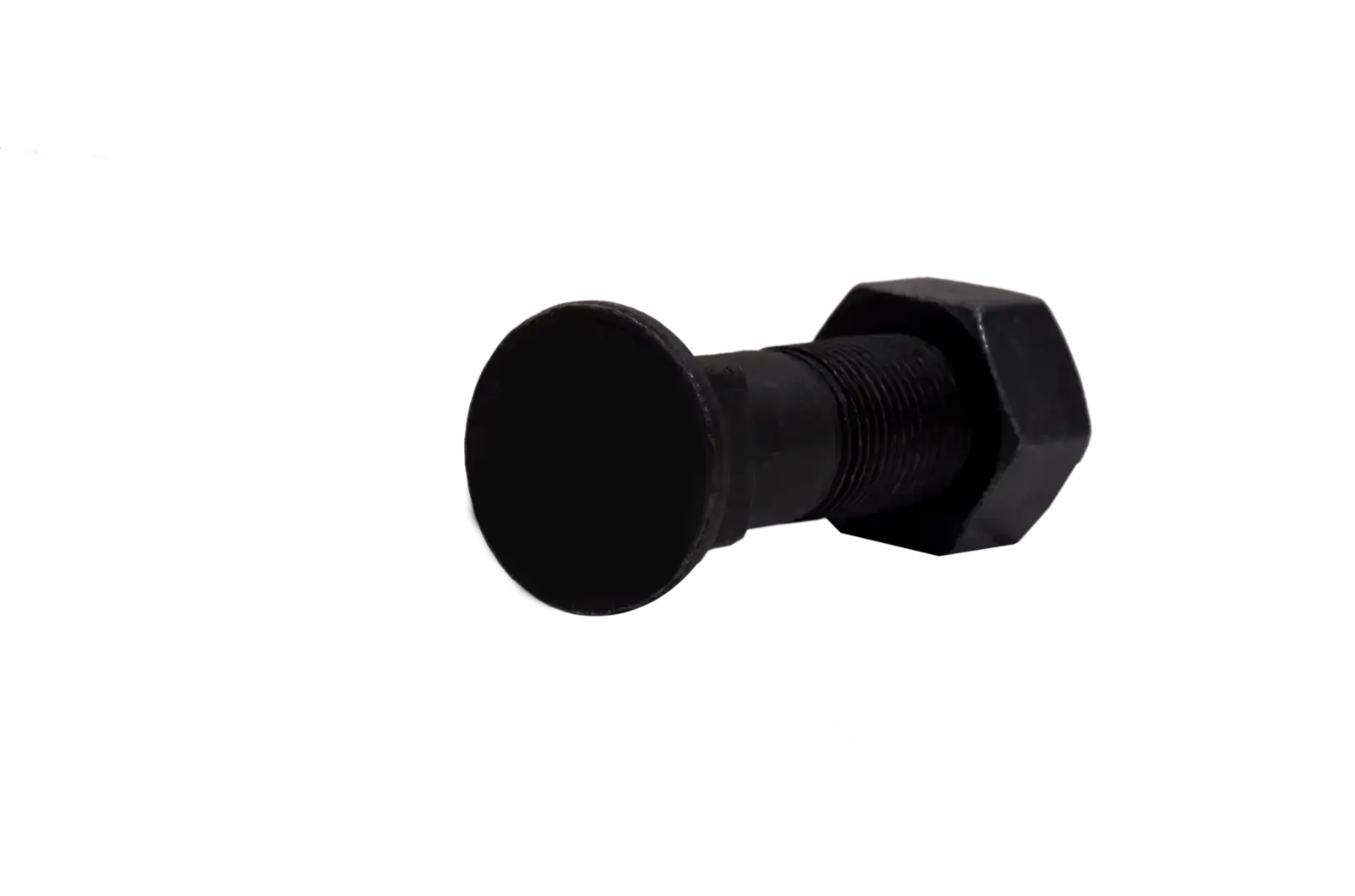Hex bolt with nut and black threaded shank