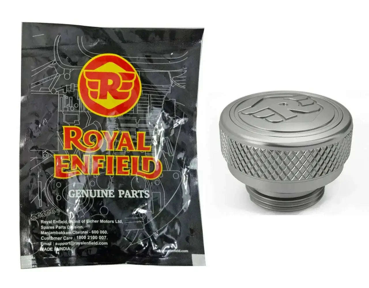 SILVER FIT FOR Royal Enfield 350 Classic 500 Bullet Oil Filler Cap Clear Anodised - StellerGear