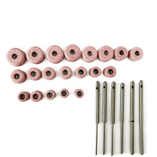 Sioux valve seat grinding stones set with various sizes and included pilots for precision grinding