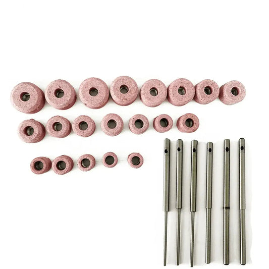 Sioux Valve Seat Grinding Stones Set Of 20 Pcs With 6 Pcs Pilots Top .385" - StellerGear