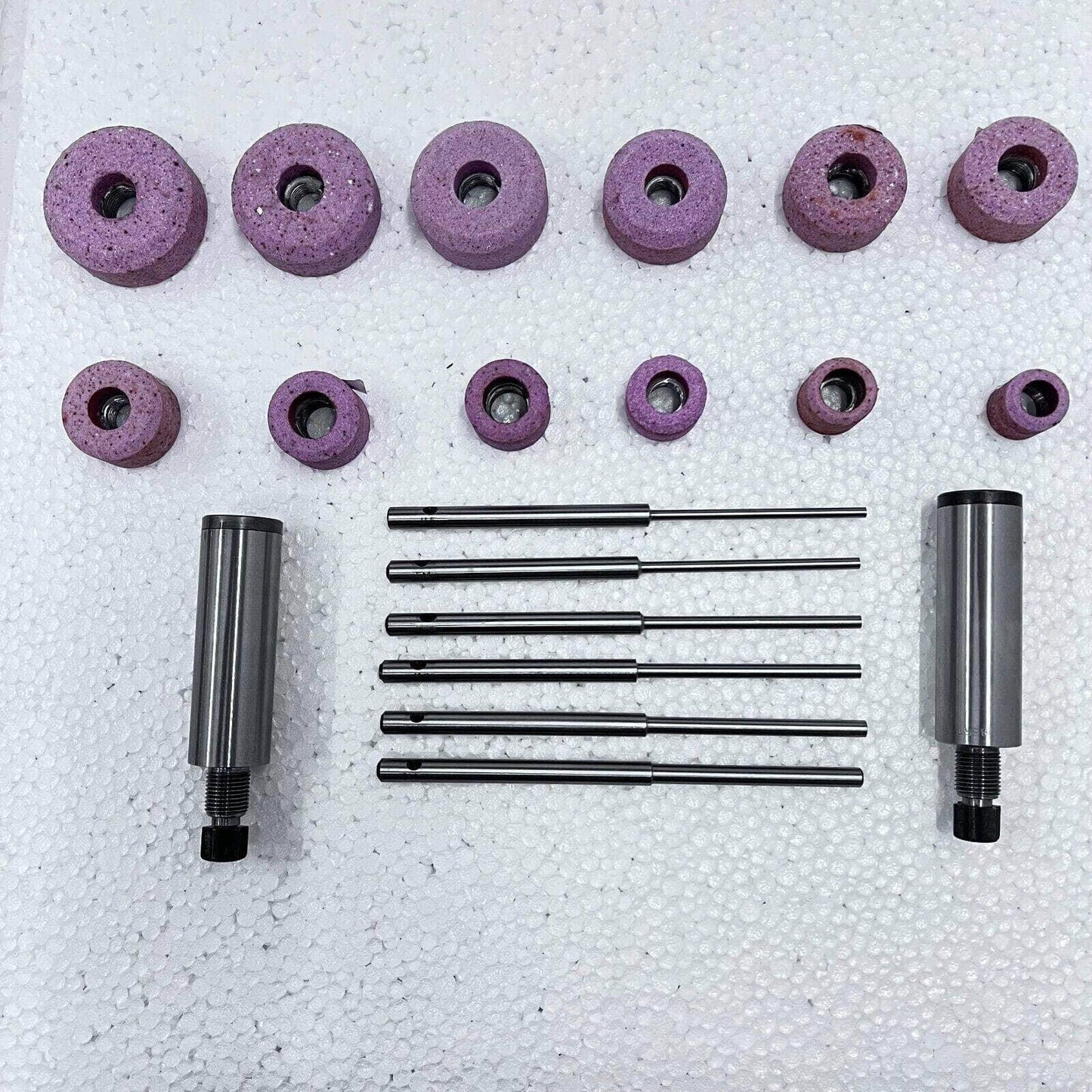 Sioux valve seat grinding wheel set with pilots and stone holders, durable material for automotive maintenance