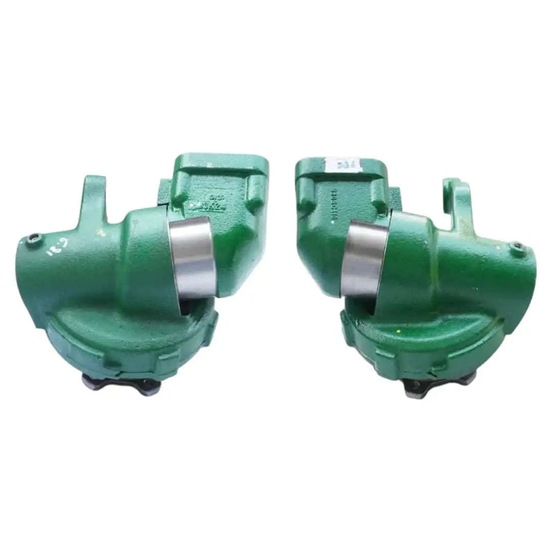 John Deere model steering knuckle assembly, durable green painted metal for precise vehicle handling