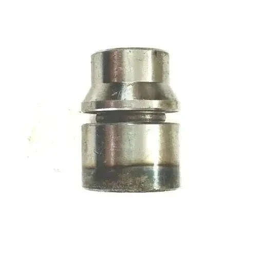 Metal sleeve bushing with outer flange, cylindrical shape.