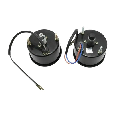 Speedometer gauge pair, rear mounts with terminals and wiring harness connections