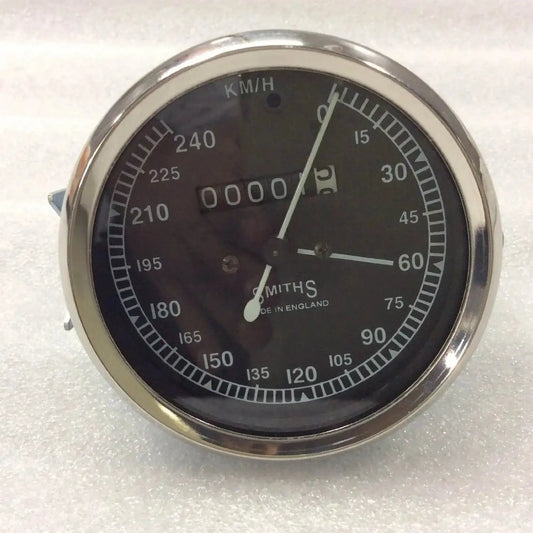 SMITH speedometer gauge with black dial, KM/H scale up to 240