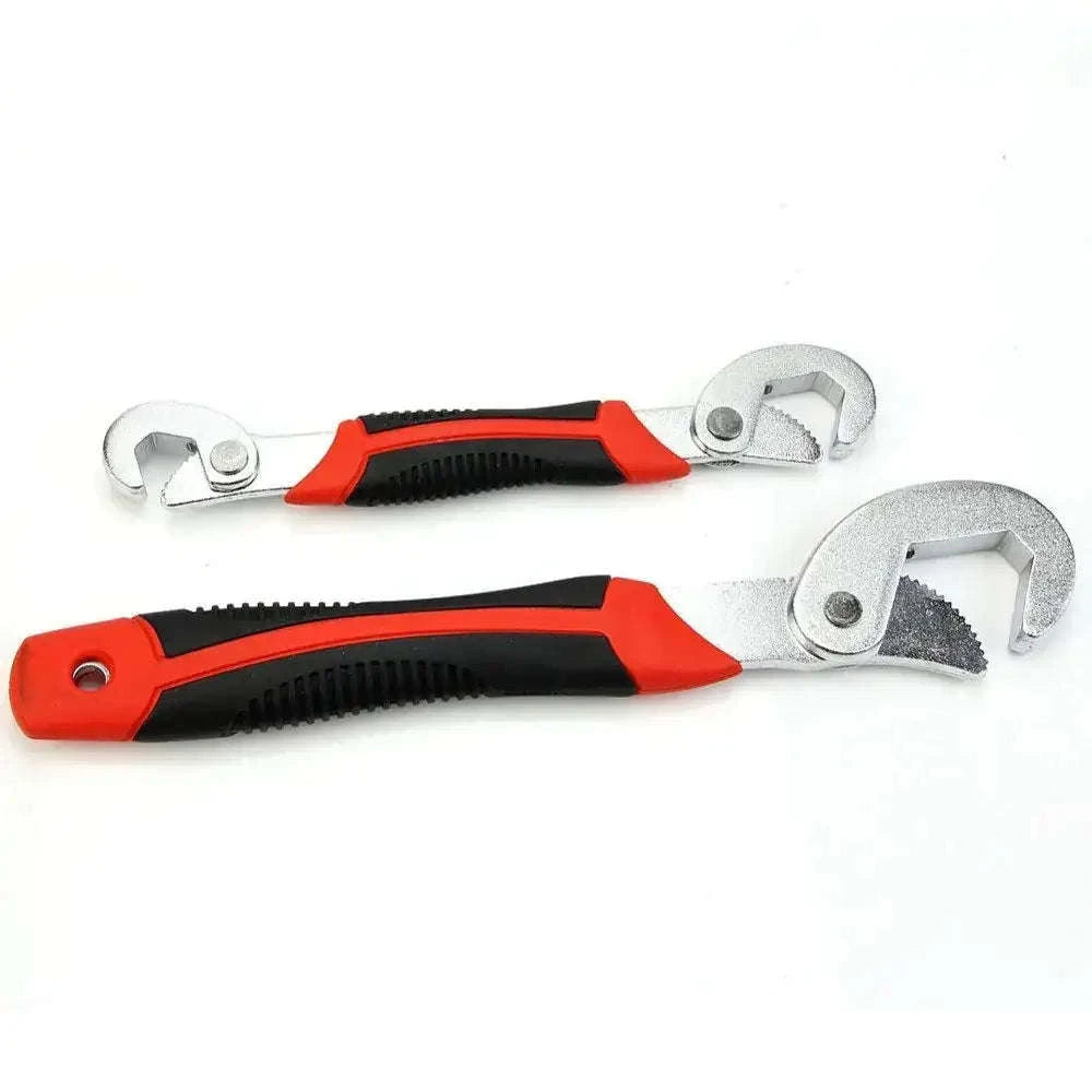 Snap’n Grip adjustable wrenches with red and black handles, metal jaws