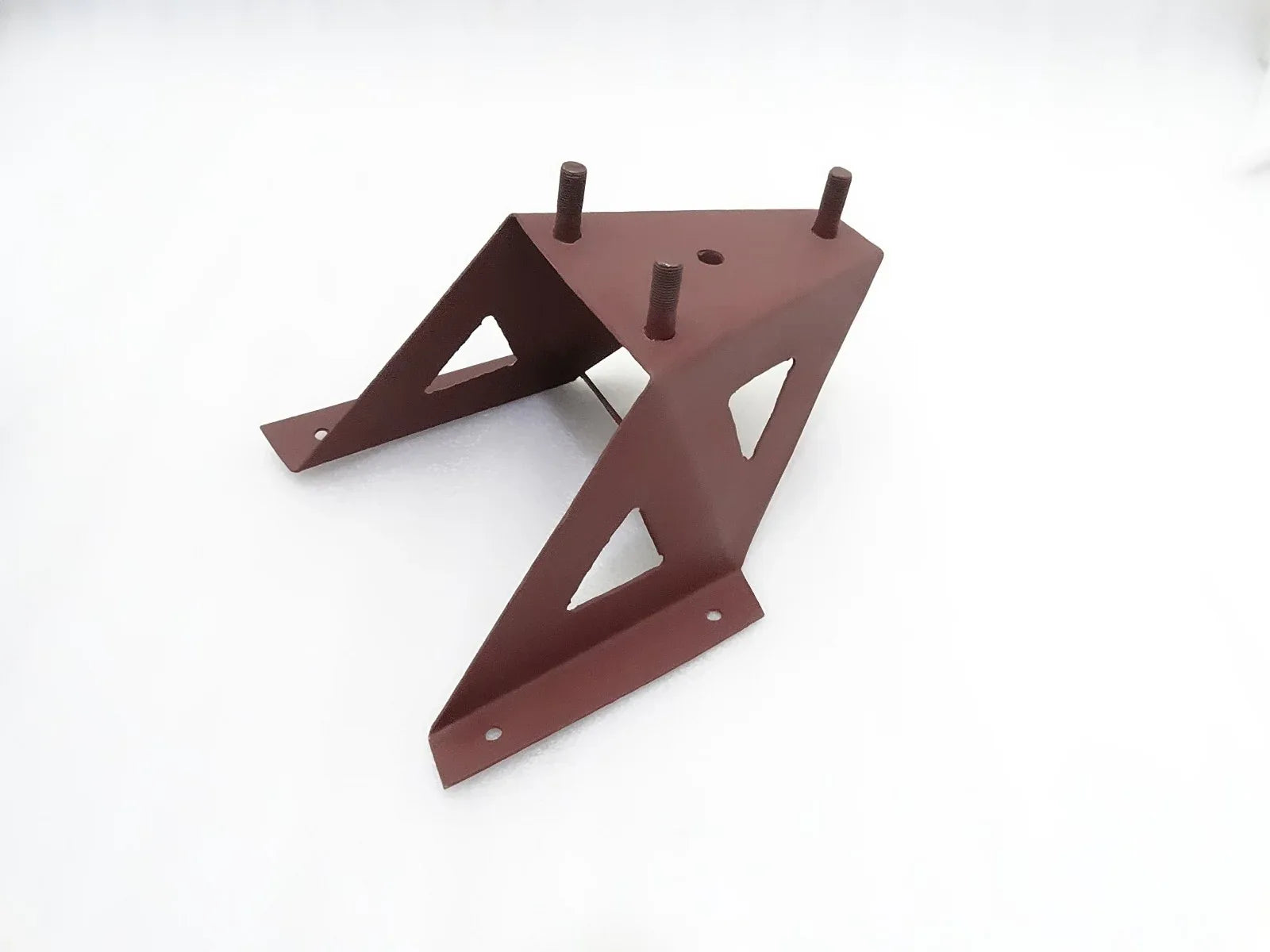 Spare wheel carrier stand bracket, rust-brown metal, ready to paint