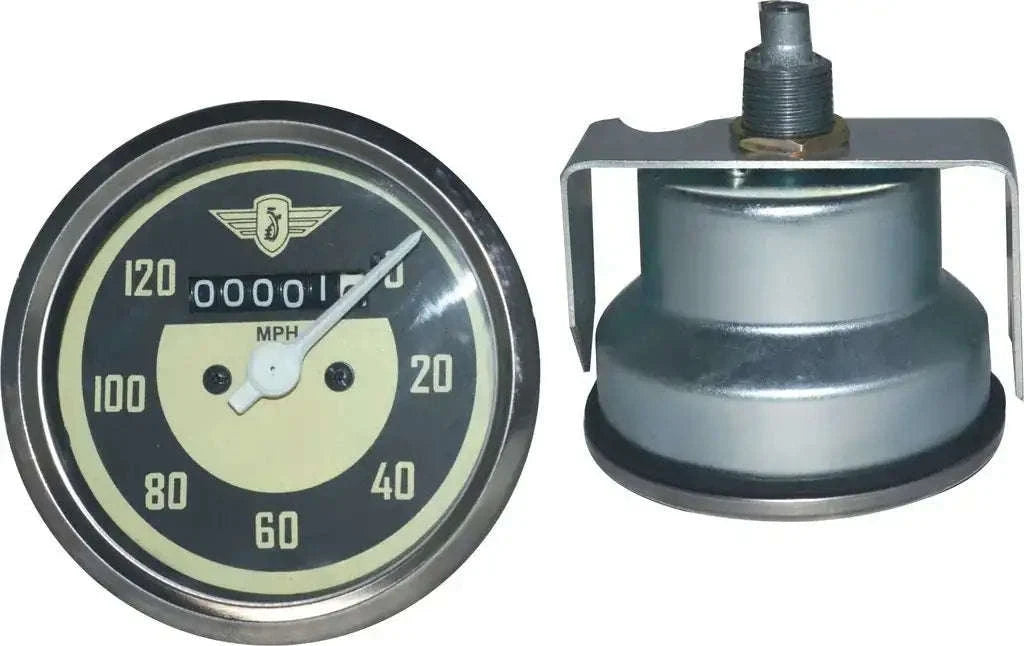 3-inch motorcycle speedometer with mph markings, metal casing, ideal for motorbike dashboards